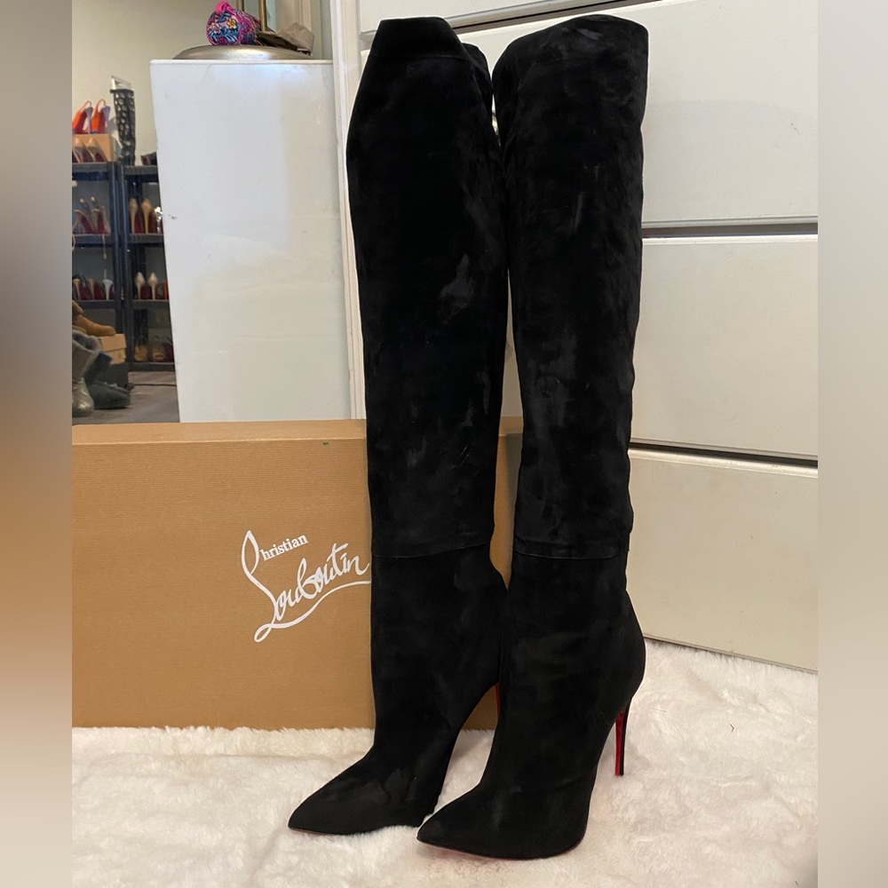 41 Black Christian Louboutin Swede 6” Thigh High Boots Size 9